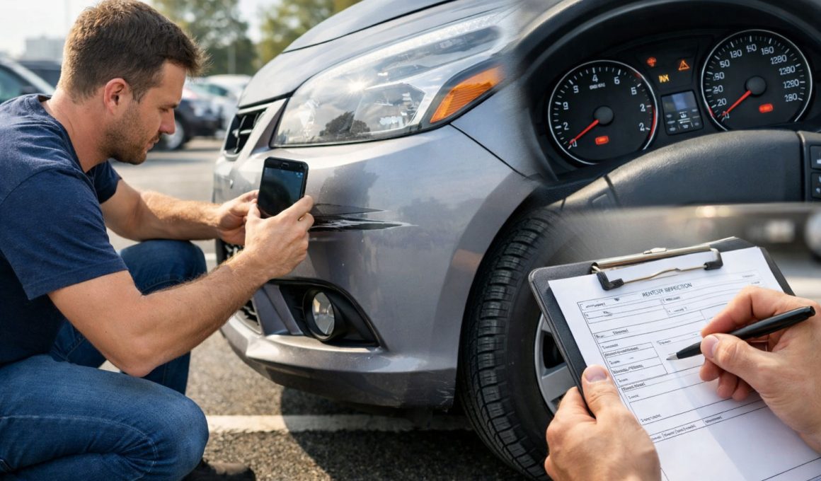 Cum verifici starea tehnică a unei mașini închiriate înainte de a pleca din parcare?
