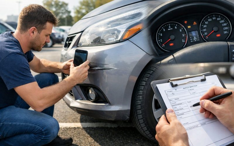 Cum verifici starea tehnică a unei mașini închiriate înainte de a pleca din parcare?